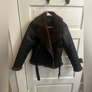 Abercrombie and Fitch Faux Shearling Moto Jacket